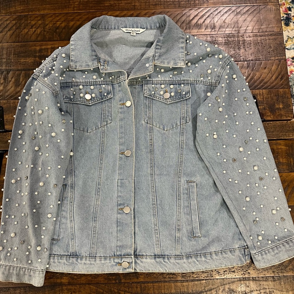 DAVI & DANI Light Blue Embellished Jacket M/L NWOT